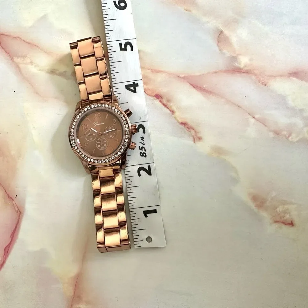 Geneva rose gold tone  rhinestone Watch